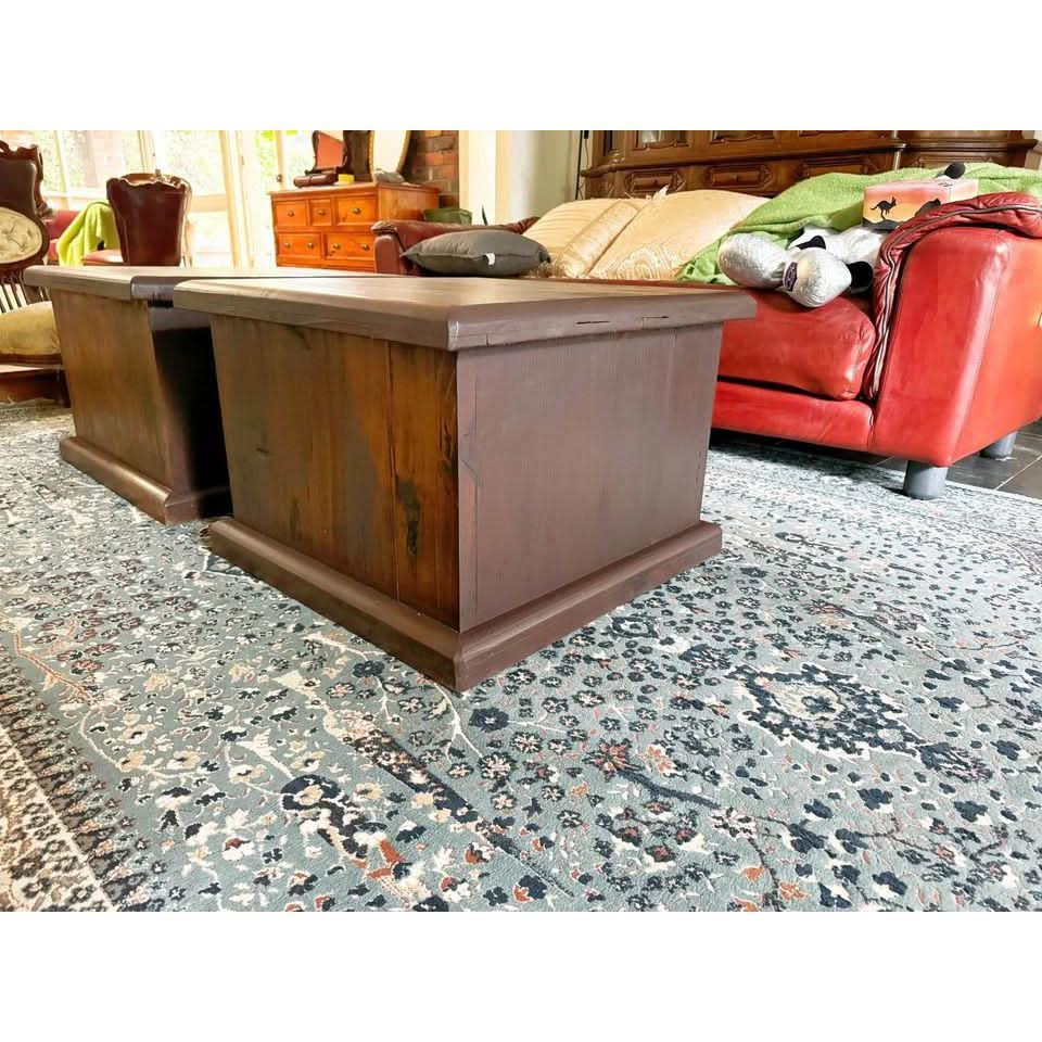 A pair corner tables rustic style joint coffee table solid timber | Bazaa | Designer, Vintage and Antique Furniture