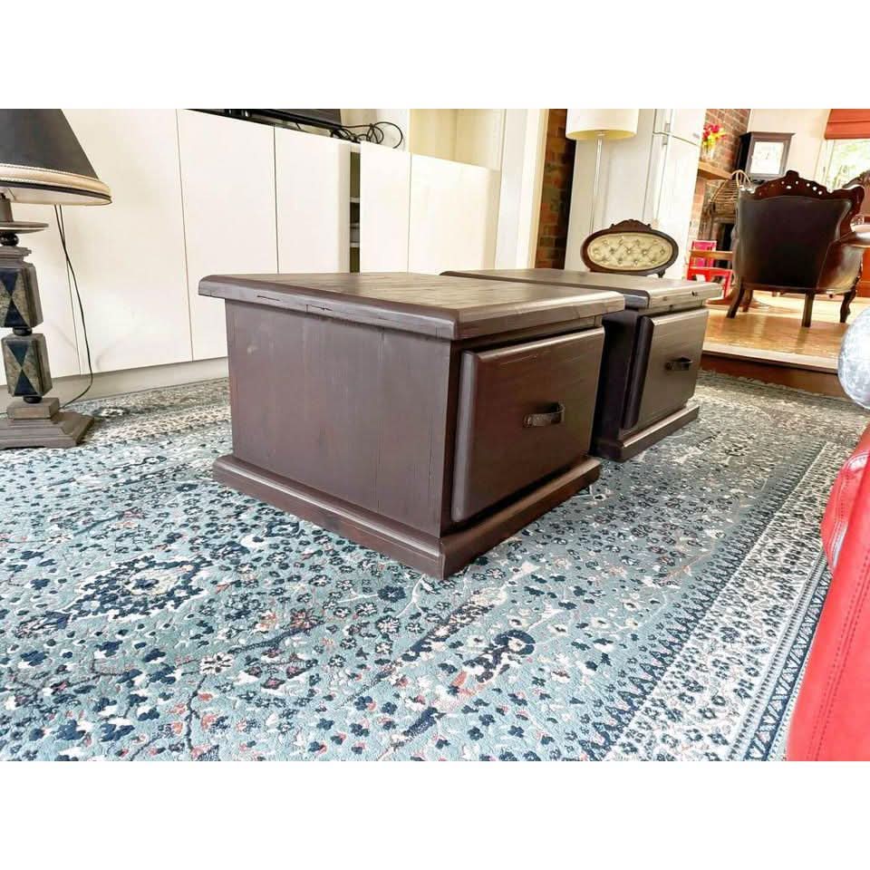 A pair corner tables rustic style joint coffee table solid timber | Bazaa | Designer, Vintage and Antique Furniture
