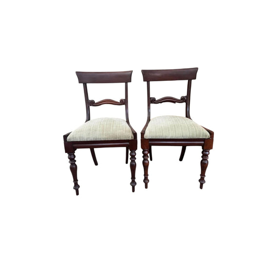 A pair of antique mahogany chair string and firm excellent condition