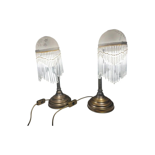 A pair of brass vintage lamps excellent full of details