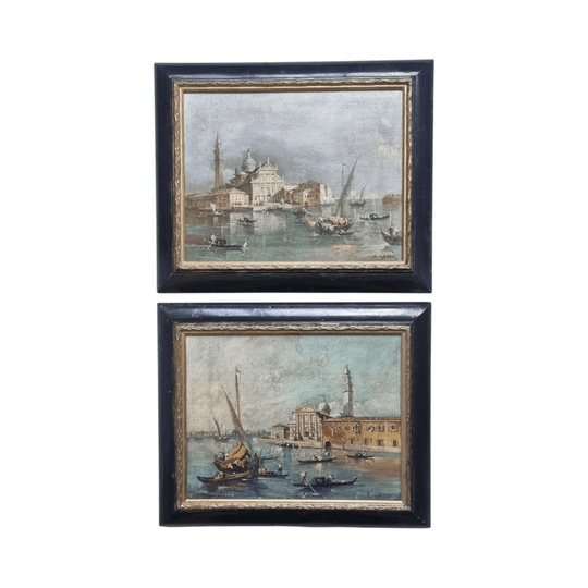 A pair of early oil paintings of Venice Italy