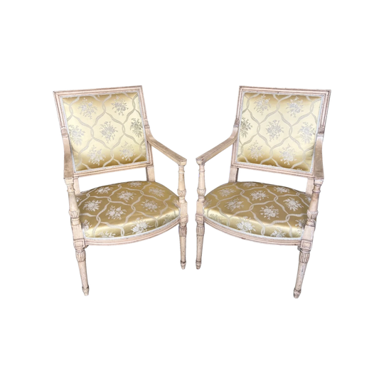 A Pair of French Louis XVI Style Painted Fauteuils, c.1890