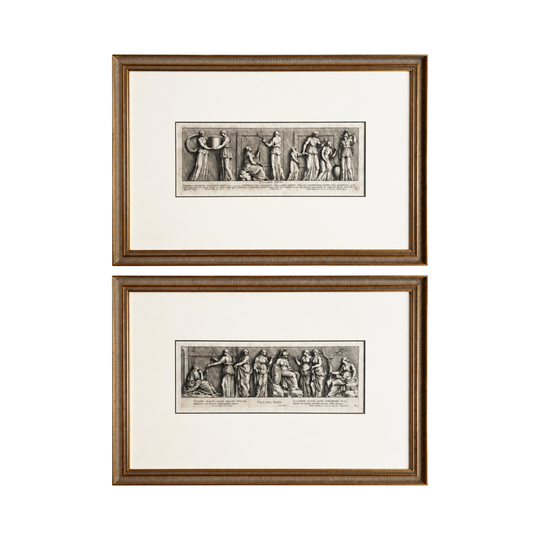 A Pair of Renaissance Period Classical Engravings in Gilt Frame