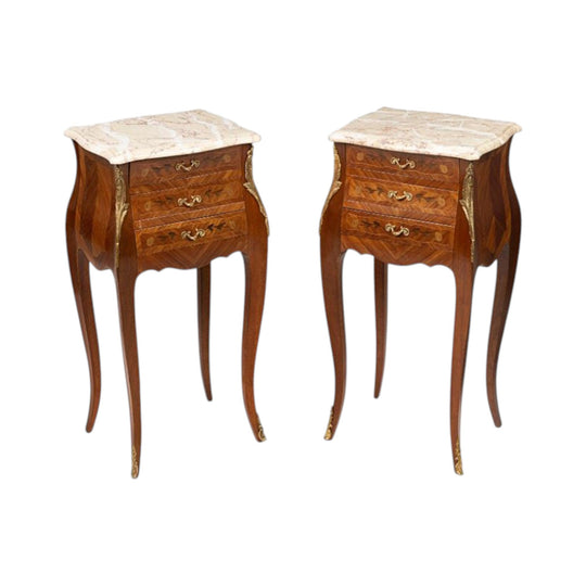 A pair of vintage French Louis XV style bed side tables