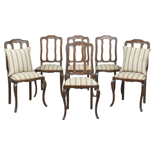 A Set of Six Louis XV Oak Dining Chairs in Provincial Taste