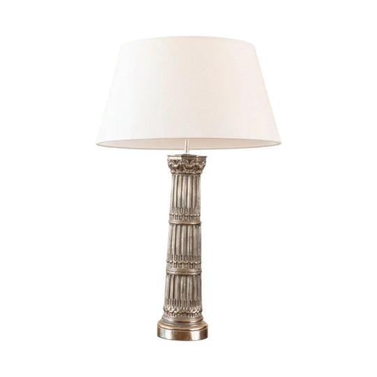 A Silvered Metal Column Table Lamp