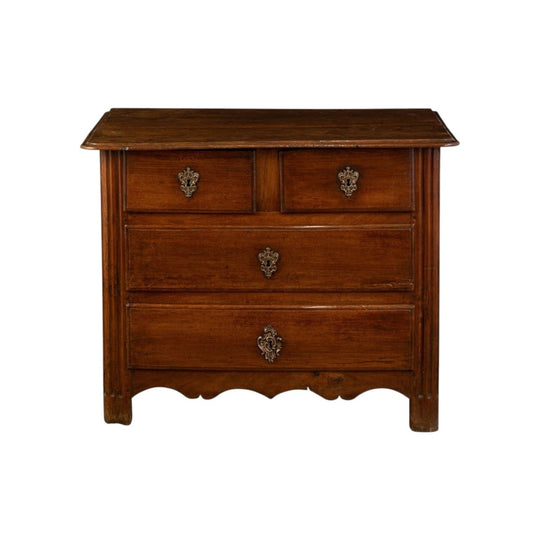 A Small 18th Century Walnut Three Drawer Commode