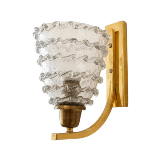 A Vintage Murano Wall Sconces with scrolls in the manner of Barovier