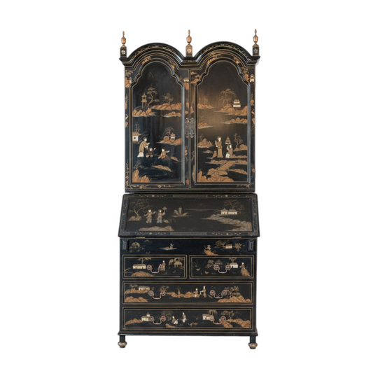 Queen Anne Style Chinoserie Lacquer Bureau Bookase