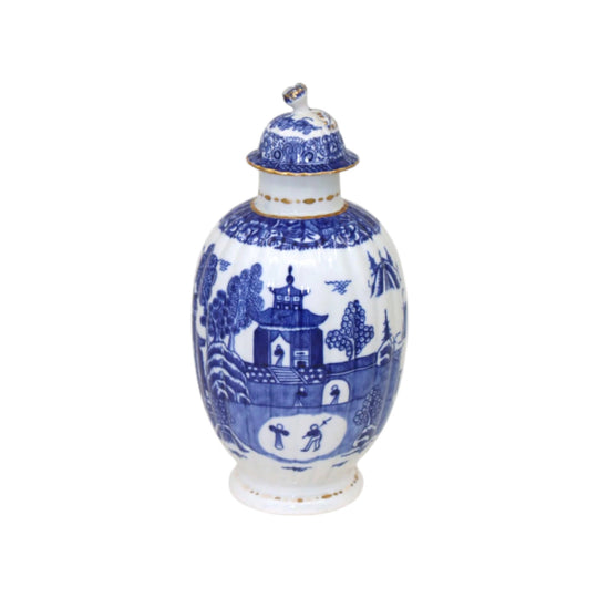First period hand painted Worcester porcelain tea canister