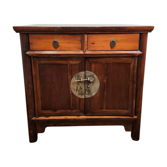 Antique Oriental 2 Door Cabinet Made of Elm Wood