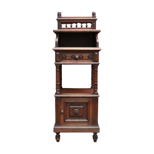 Antique French Oak single door 1 Tier Bedside Cabinet Table B12730