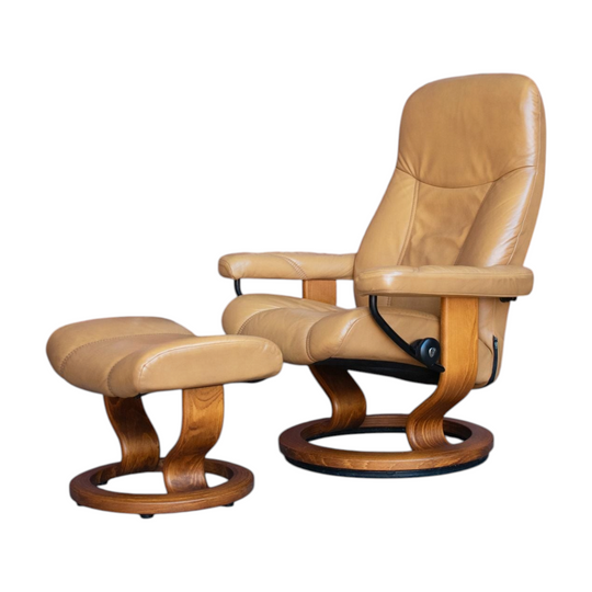 Stressless Consul Recliner & Footstool – Early 2000s (Large Size)