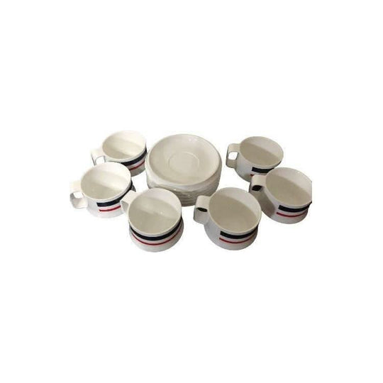 Acrylic Cups With Saucers White - Set of 6 Vintage GUZZINI White Pagoda Space Age Design / Retro Cup and Saucer White