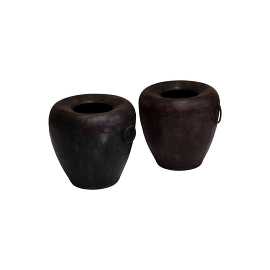 Aged Iron Pot with Ring Handles