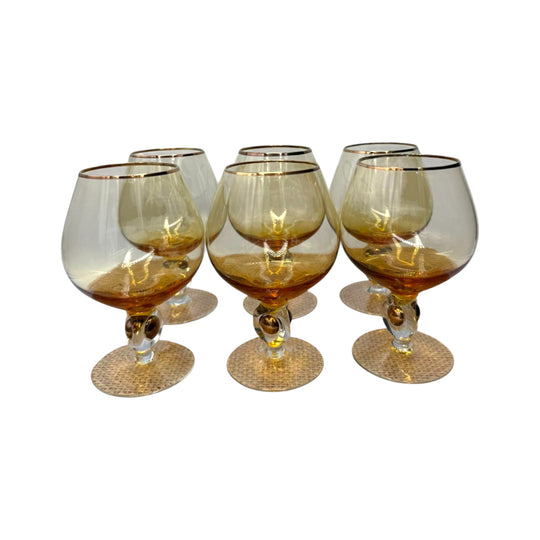 Amber Cognac Glasses Jozef Stanik Art Deco