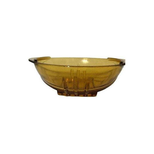 Amber Glass Bowl / Amber Depression Glass Dish / Art Deco style Amber Glass Bowl