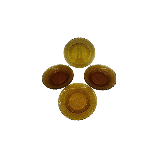 Amber Glass Flower Embossed Plates 23cm x 6