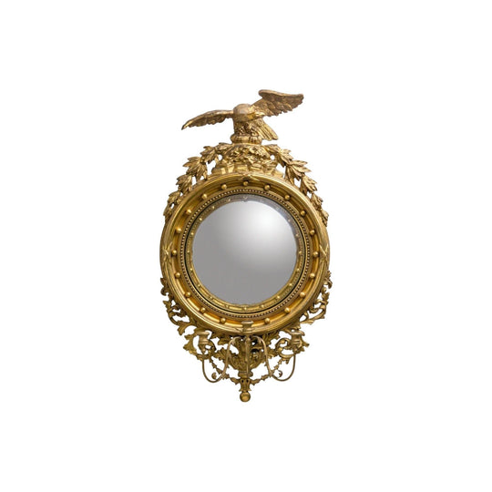 American Federalist Gilt-wood Frame With Convex Mirror