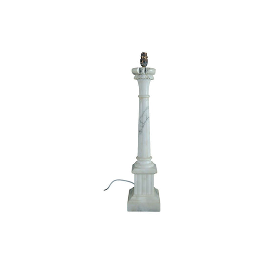 An antique Italian carved marble table lamp