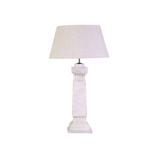 An Art Deco Carrara Marble Column Table Lamp