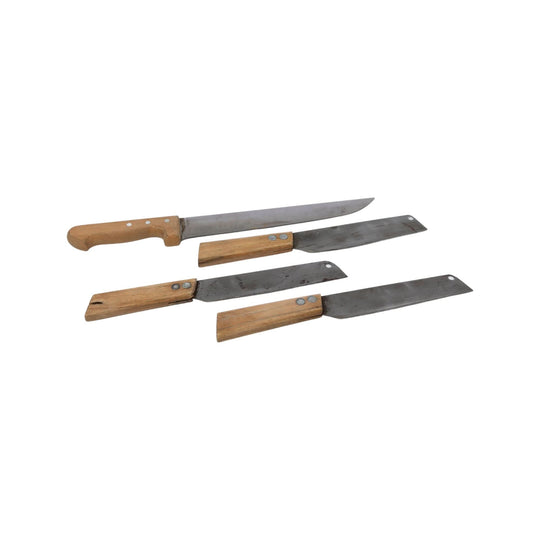 An beautiful set of 4 vintage French butchery knives with timber handles from the French Alps