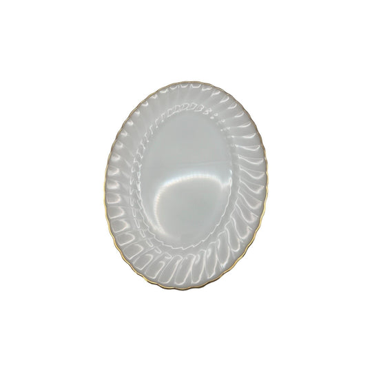 Anchor Hocking Fire King USA White Serving Dish Gold Trim