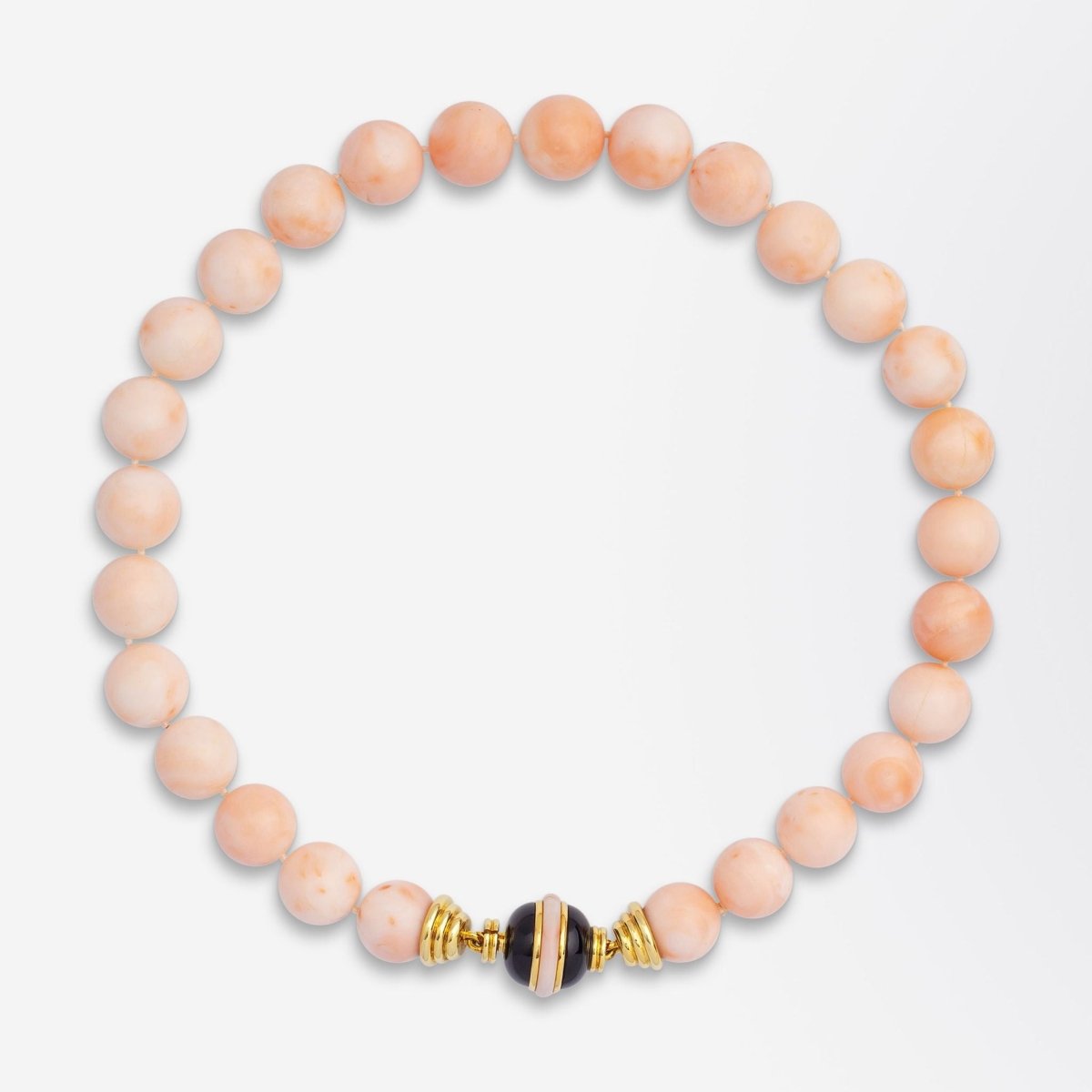 Angel - skin Coral Strand With Onyx & 18kt Gold Clasp | Bazaa | Designer, Vintage and Antique Furniture