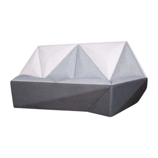 Angular Geometric Grey Sofa – Sculptural Faceted Lounge Sofa
