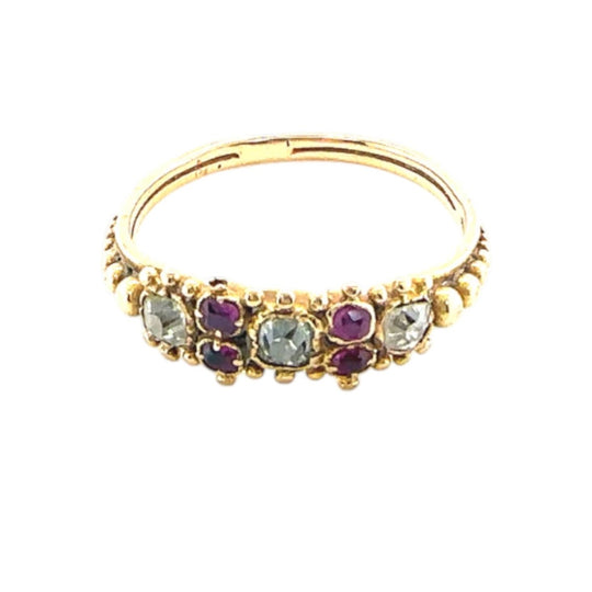 Antique 15ct ruby and diamond gypsy ring c.1850