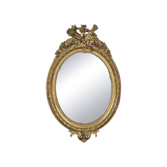 Antique 19th century French gilt oval Wall Mirror.