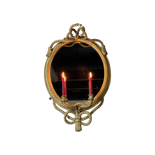Antique 19th Century Gilt Girandole Mirror, Louis XVI Style