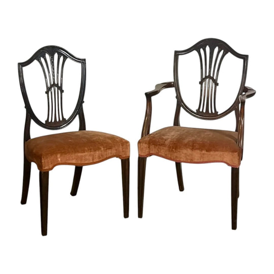 Antique 19th century Hepplewhite Mahogany set of eight Dining Chairs.
