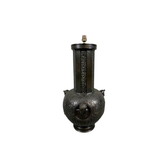 Antique 19th century Italian heavy cast Bronze Vase converted to a Table Lamp.