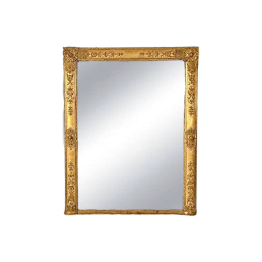 Antique !9th century French III Republic giltwood Qvermantle Mirror.