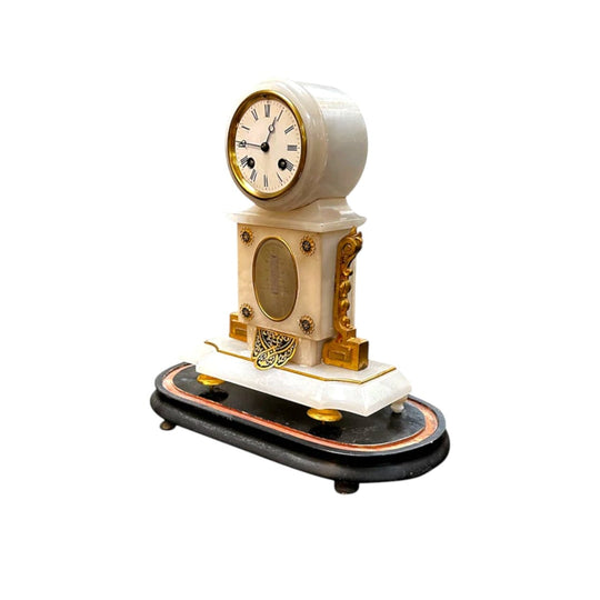 Antique Alabaster 8 day clock c.1870