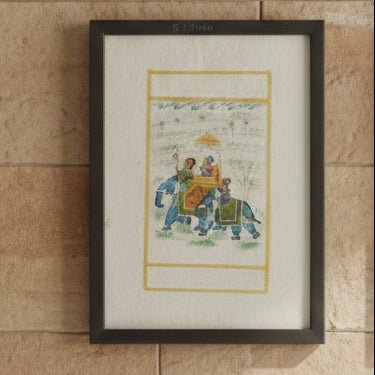 Antique Anglo Indian Framed Watercolors of Elephants with Riders | Bazaa | Designer, Vintage and Antique Furniture