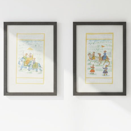Antique Anglo Indian Framed Watercolors of Elephants with Riders | Bazaa | Designer, Vintage and Antique Furniture