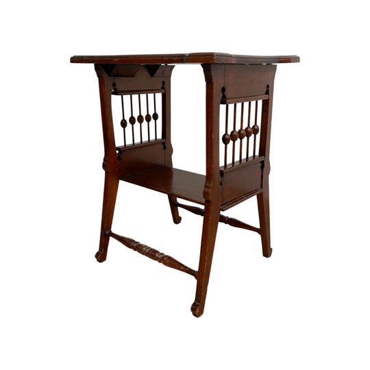 Antique Arts And Crafts Maple Side Table With Strung 'Beads' Detail