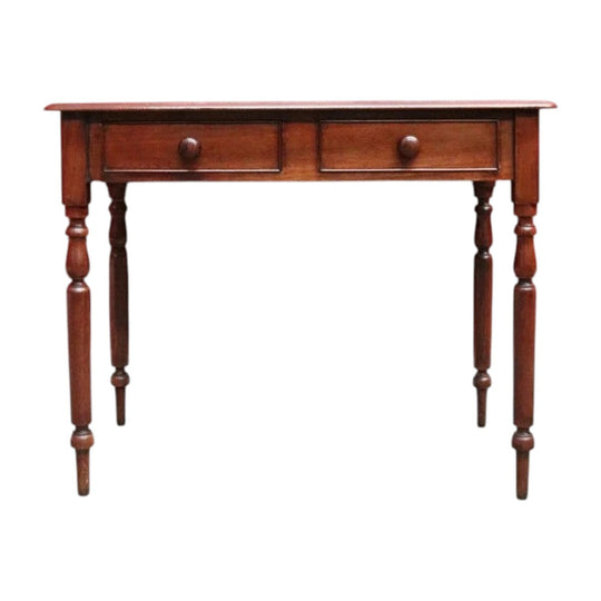 Antique Australian Cedar Two Drawer Hall Table with Rolling Pin Legs. B13115