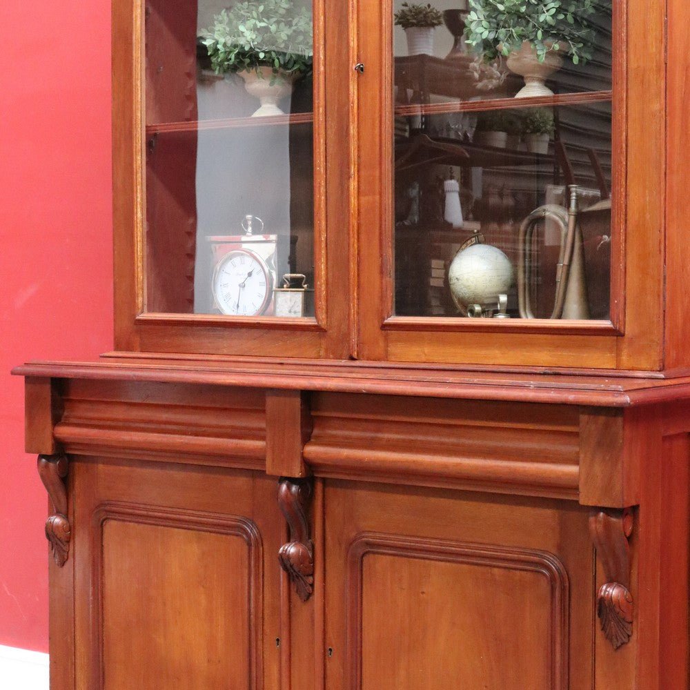 Antique Australian Cedar Two Height Bookcase with Glass Doors and Corbels. B12907 | Bazaa | Designer, Vintage and Antique Furniture