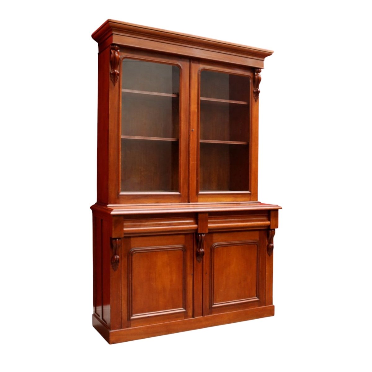 Antique Australian Cedar Two Height Bookcase with Glass Doors and Corbels. B12907 | Bazaa | Designer, Vintage and Antique Furniture