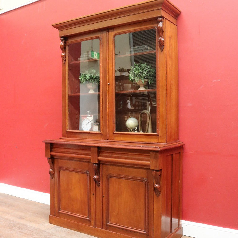 Antique Australian Cedar Two Height Bookcase with Glass Doors and Corbels. B12907 | Bazaa | Designer, Vintage and Antique Furniture