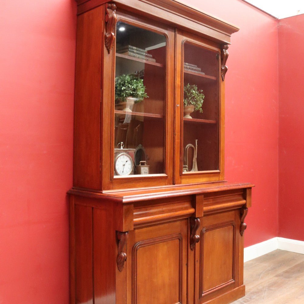 Antique Australian Cedar Two Height Bookcase with Glass Doors and Corbels. B12907 | Bazaa | Designer, Vintage and Antique Furniture