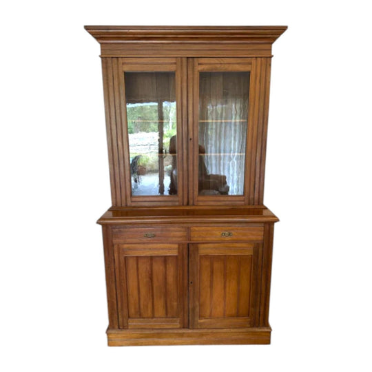 Antique Australian Cedar Two-Section Bookcase / Display Cabinet
