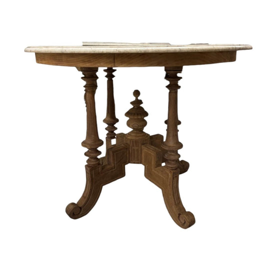 Antique Bleached Kopitiam Marble Top Table .