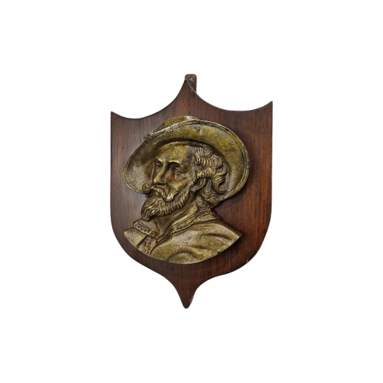 Antique Bronze Plaque of a Man on a Mahogany Panel