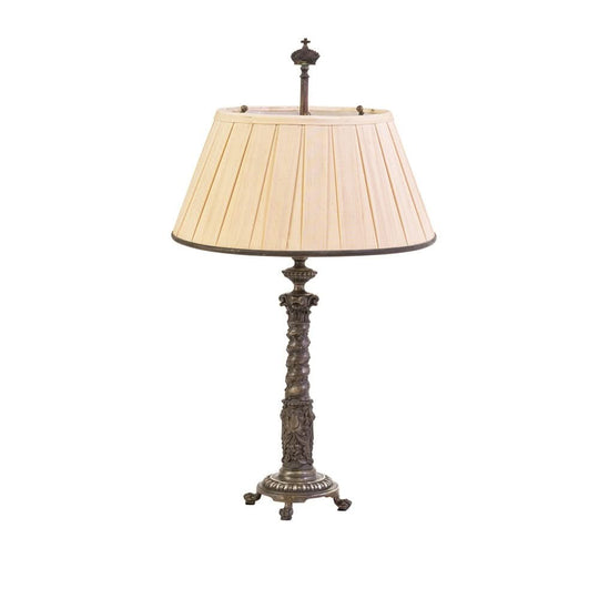 Antique Bronze Solomonic Column Table Lamp