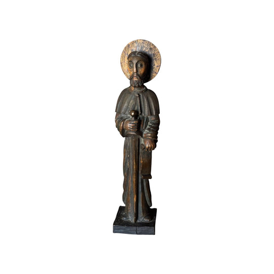 Antique Carved Timber Santos Figure of Saint Paul