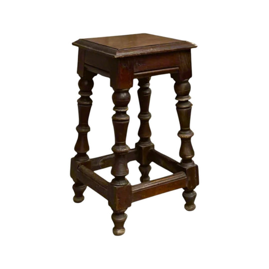 Antique Chestnut Charles 11 Oak Joint Stool